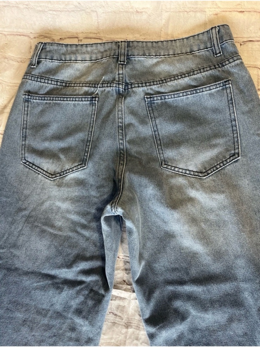 Manfinity Flame Jeans Y2K Streetwear Blue Denim Wide Leg Womens Small 32x30 - Picture 6 of 13